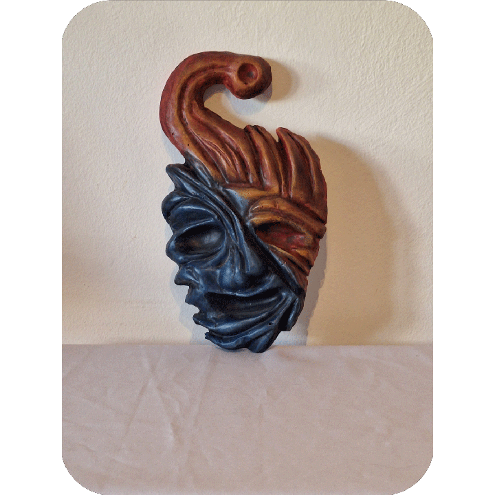 Mascara bajo relieve concreto pintura acrilica